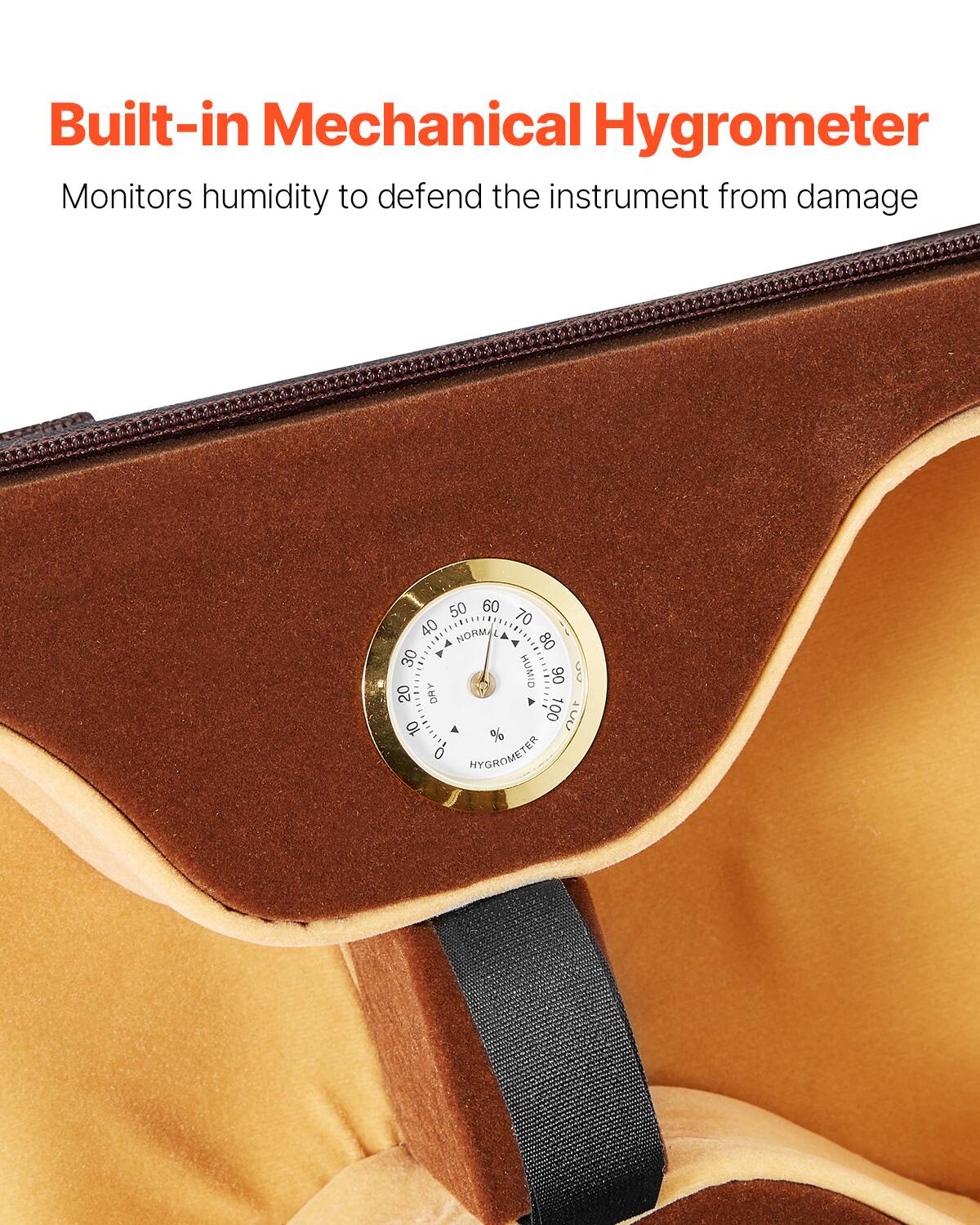 Built-in Mechanical Hygrometer  
Monitors humidity to defend the instrument from damage  

50 60 70 40 NORM  
80 30 HUMID  
20 DRY  
100 UU  
10 % o HYGROMETER