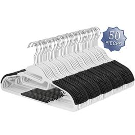 Elama - Home 50 Piece Non Slip Hanger with U-slide and Black - White
