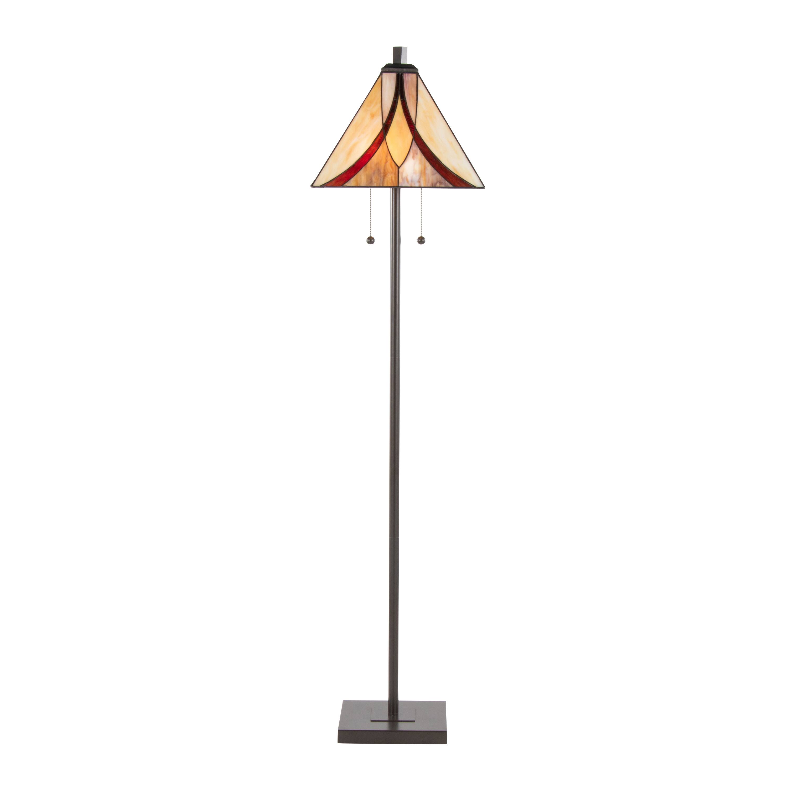 Alt View 2. Loheer - Loheer Oil Rubbed Bronze Floor Lamp 63 Inch with Brown Cream Glass Shade Traditional Bedroom Lighting - Bronze,Brown,Cream.