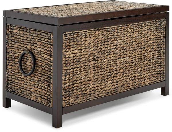 Angle. Click Decor - ClickDecor Wilson Storage Trunk, Rustic Black Wicker - Charcoal.