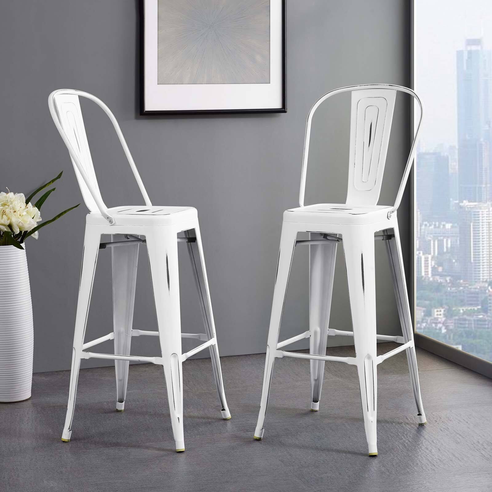 Left. Modway - Promenade Metal Bar Side Stool by Modway - White.