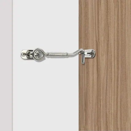Front. Boyel Living - 4 in. Stainless Steel Sliding Barn Door Hook Lock Latch - Stainless Steel.