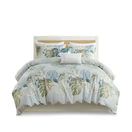 Gracie Mills - Romero Coastal Haven 5-Piece Cotton Duvet Cover Set - Blue