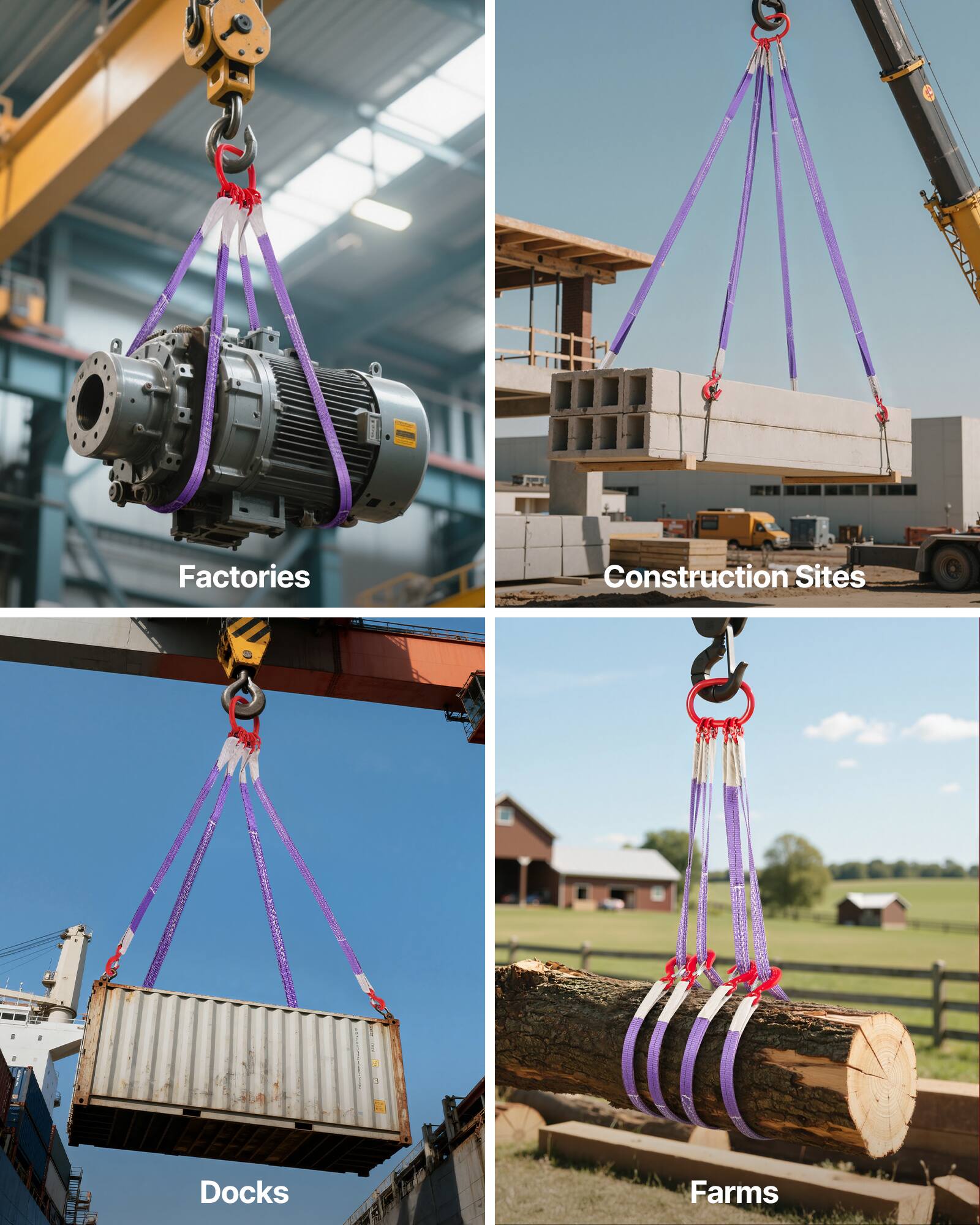 Factories  
Construction Sites  
Docks  
Farms