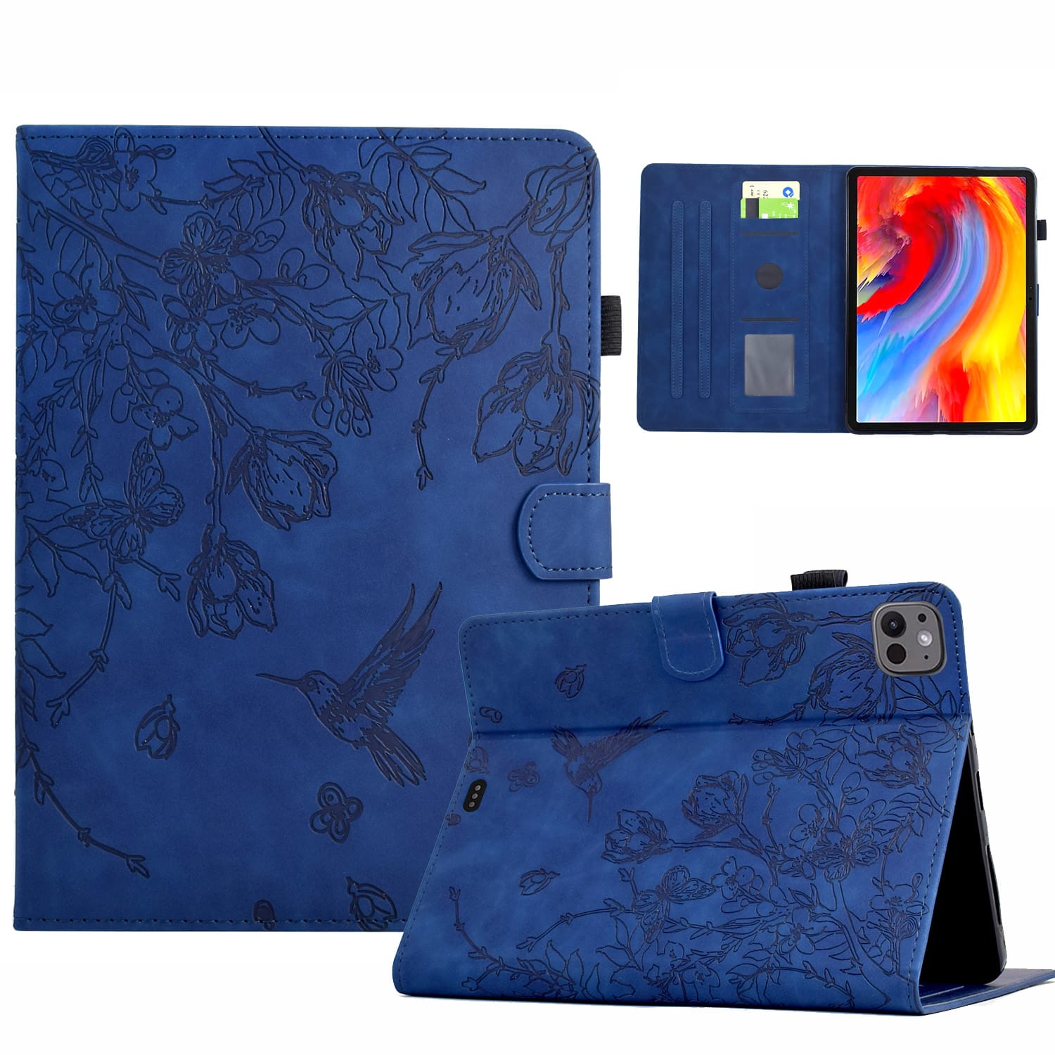 Dteck - for Apple iPad Pro (M5) 11" 2025 (A3357)&Pro 11 (M4) 2024 (A2836) Embossed Folio Case,PU Leather Flip Stand Tablet Cover - Darkblue