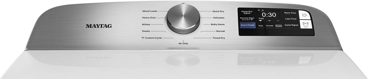Mixed Loads  
Heavy Duty  
Quick Dry  
Delicates  
Damp Dry  
Signa  
Remote Start  
Stw  
0:30  
Gool  
More Time  
Less Time  
MAYTAG  
Whites  
Towels  
Bulky Items  
Normal  
Extra Power  
Dryness  
Wiase Cycle  
Signal  
naan  
Custom Cycle  
Timed Dry  
Air Only