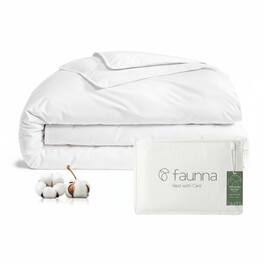 FAUNNA - 100% Cotton Duvet Cover, Hypoallergenic Bed Bug Proof Minimalist Comforter Cover Zipper - Full - White