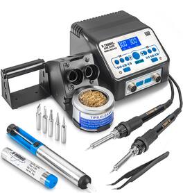 X-Tronic - 8010-XTS Soldering Iron Station | Dual Independent Irons | 6 Programmable Temp Presets, Auto Shut Down & More - Black