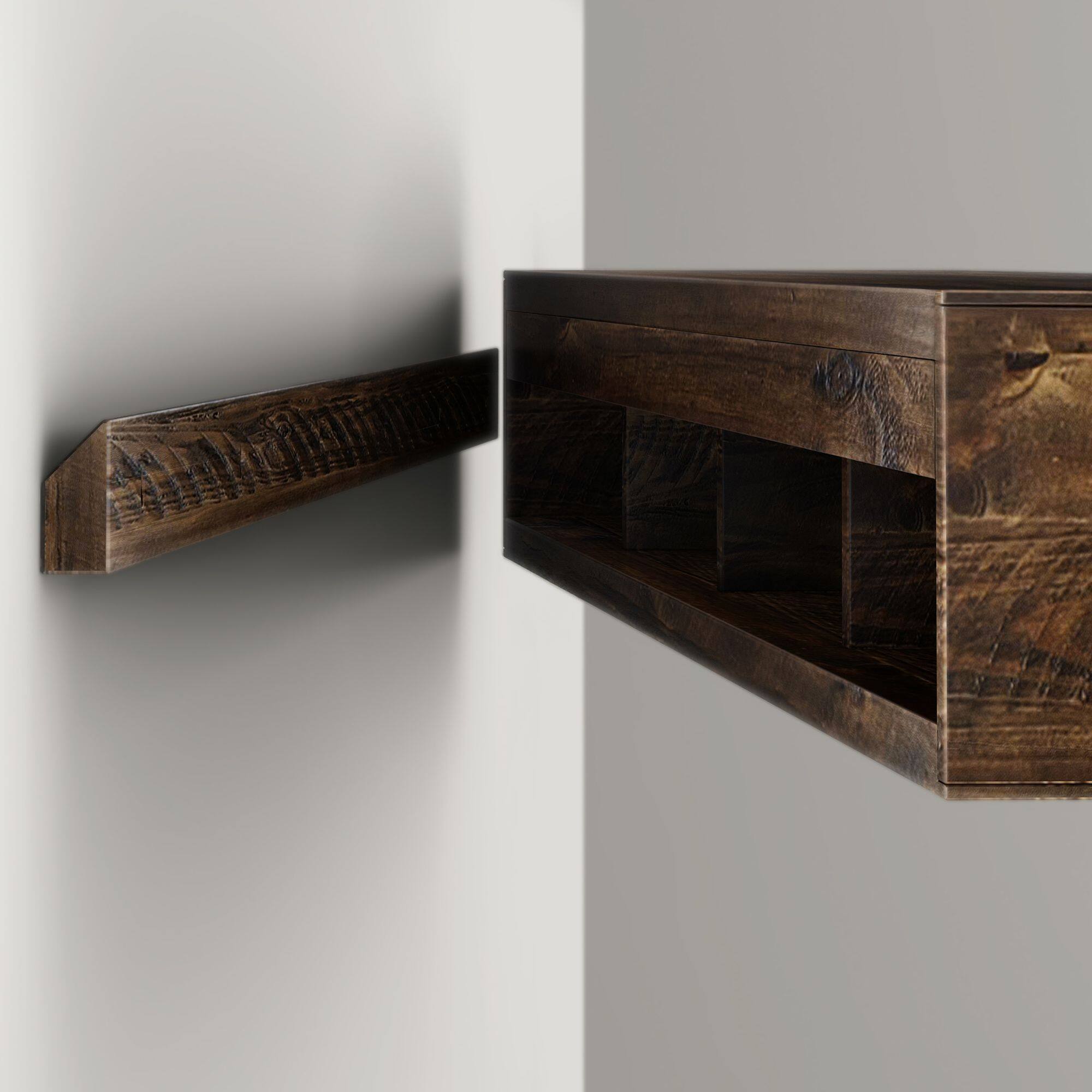 Alt View 6. Plank+Beam - Rustic Floating Shelf/Fire Beam (72in / 1829mm), Rustic Barnwood - Rustic Barnwood.