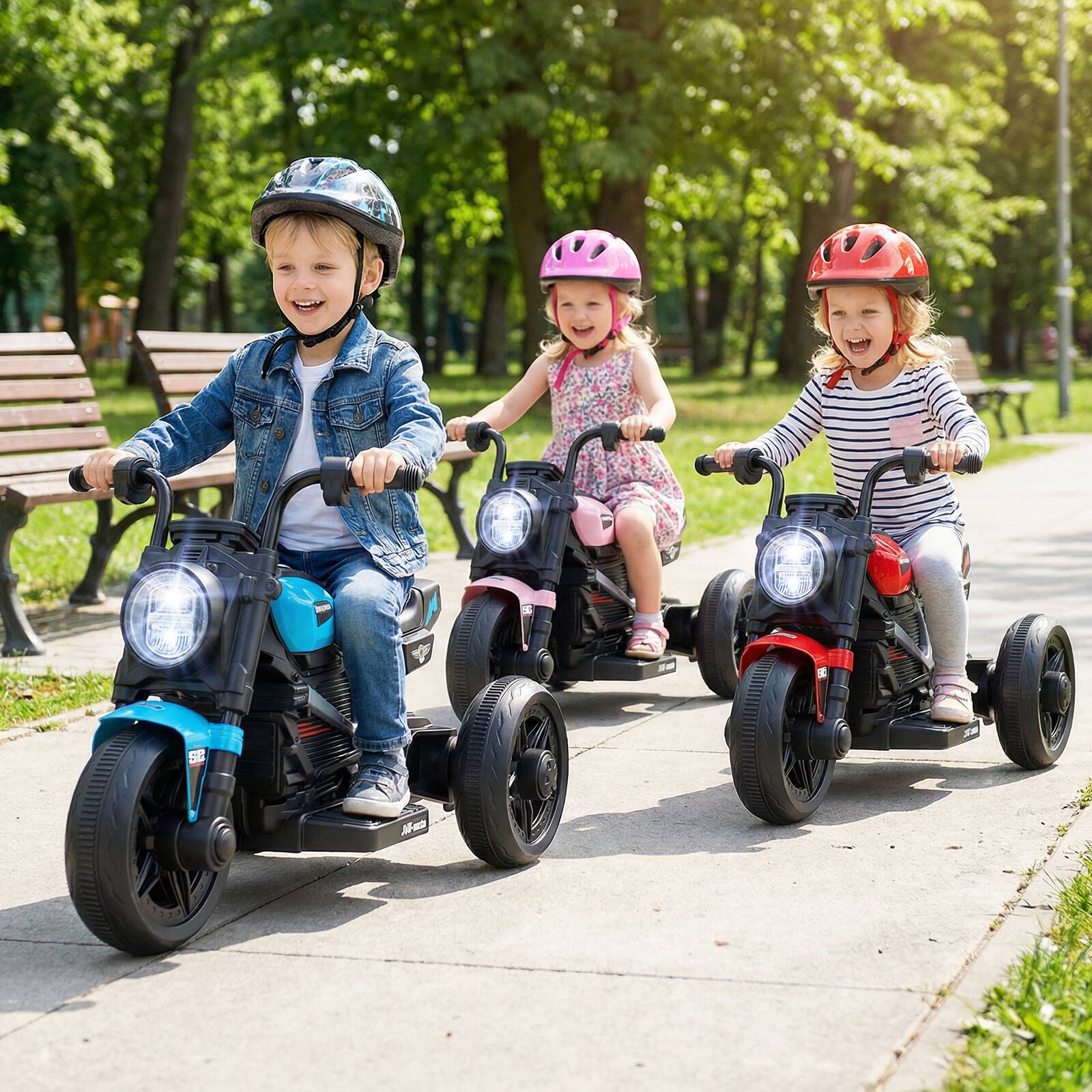 Alt View 3. Gymax - Gymax 6V Kids Motorcycle w/Song Story LED Headlights Accelerator Pedal & 3 Wheels Blue - Blue.