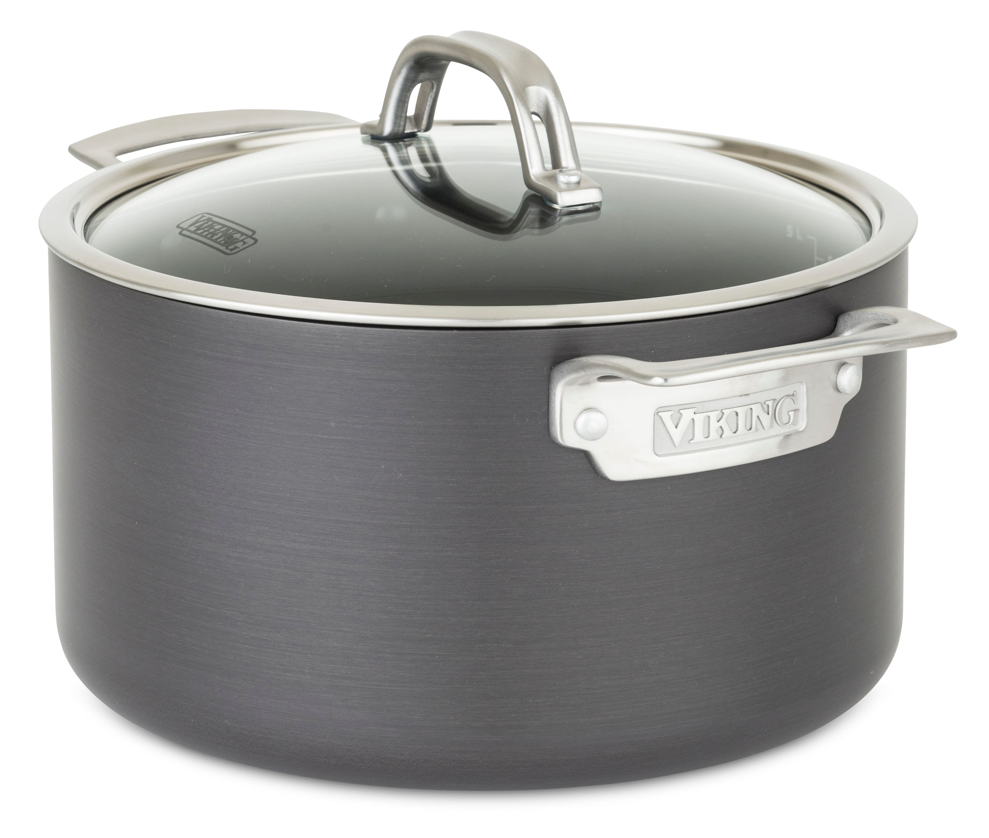 Angle. Viking - Hard Anodized Nonstick 6 Qt. Covered Dutch Oven - Black.