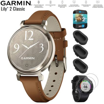 GARMIN
Lily 2 Classic
- STYLISH PATTERNED LENS REVEALS A BRIGHT TOUCHSCREEN DISPLAY
- UP TO 5 DAYS OF BATTERY LIFE
- SMALL, FASHIONABLE SMARTWATCH WITH A METAL CASE
- HEALTH MONITORING INCLUDES 24/7 HEART RATE
- FITNESS TRACKING AND SPORTS APPS
- NOTIFICATIONS WHEN PAIRED TO YOUR IPHONE OR ANDROID SMARTPHONE
- 2 YR EXTENDED WARRANTY
- VO2 Max. 46
- Good
GARMIN