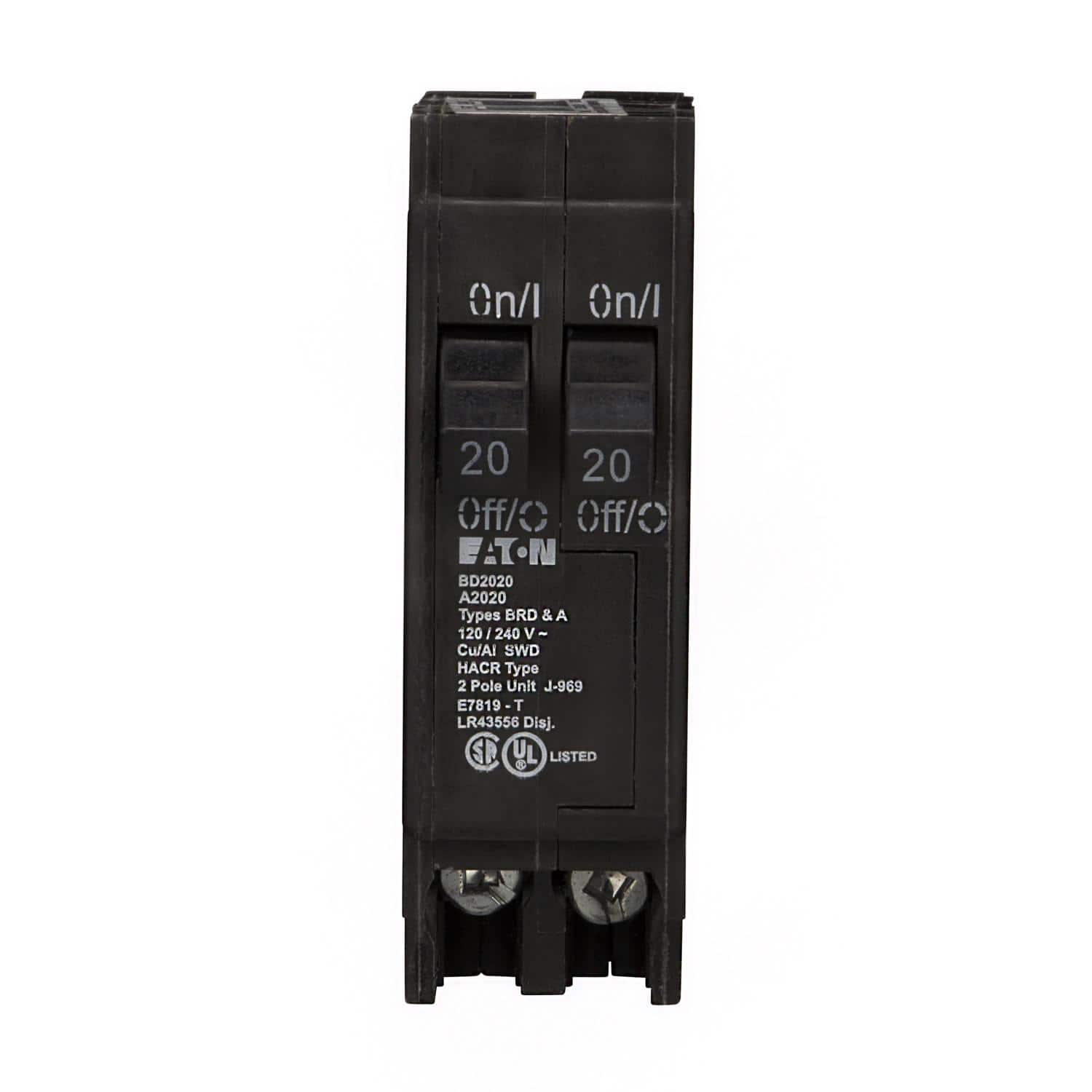 Eaton - 20/20 amps Tandem 2-Pole Circuit Breaker