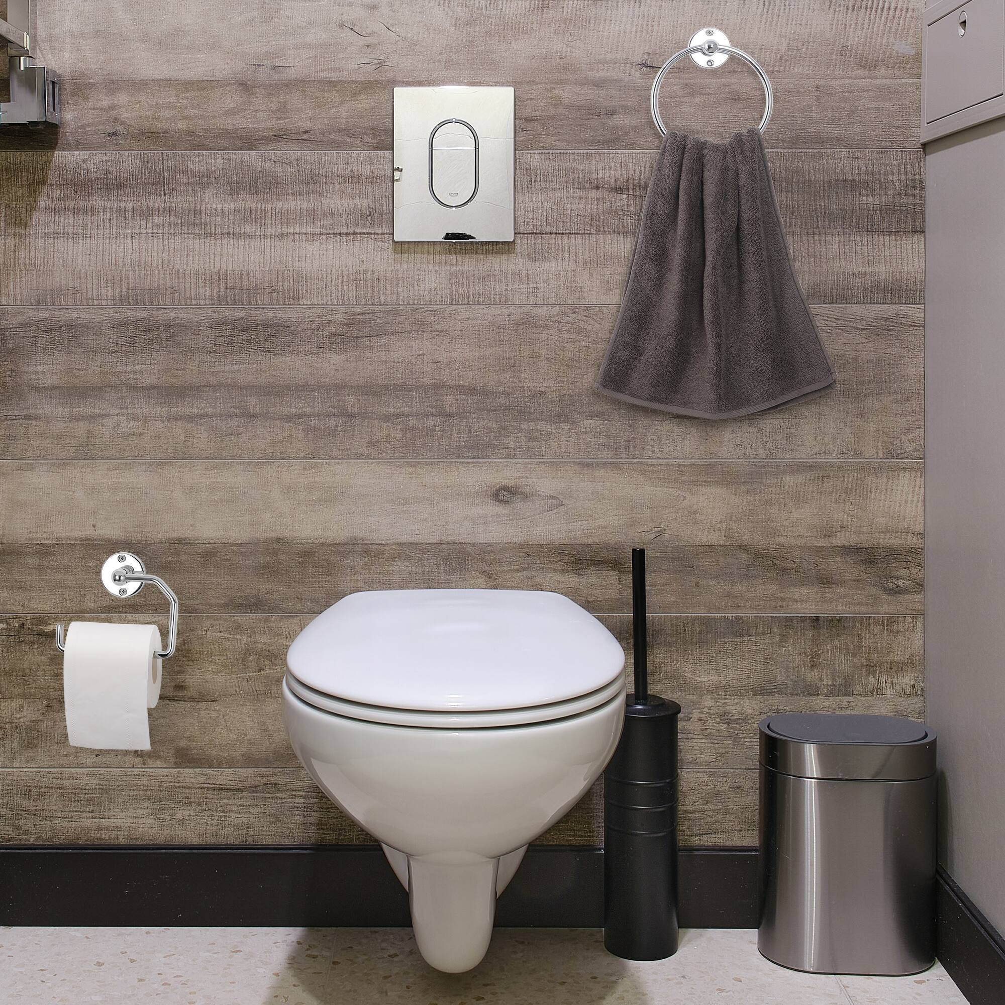 Back. Oumilen - Polished Chrome 4-Piece Toilet Paper Holders, Bathroom Hardware Set.