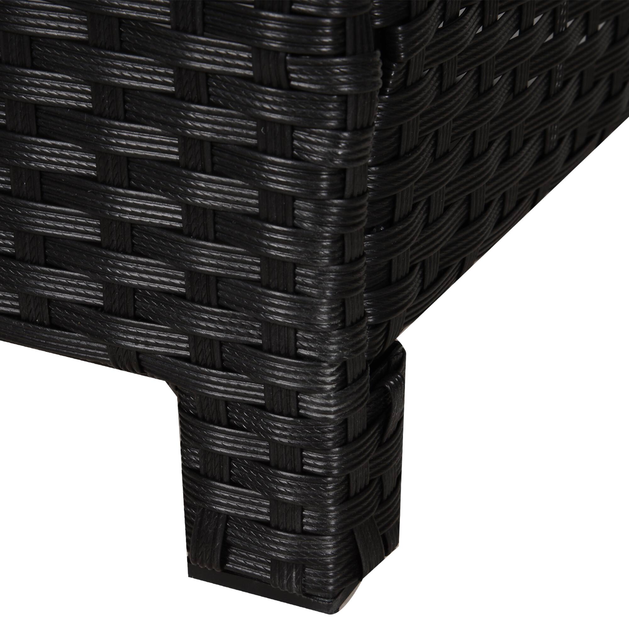 Alt View 7. Outsunny - 20" Patio Wicker Ottoman, Multipurpose Outdoor PE Rattan Footrest, Additional Seating, Side Table with Soft Cushion - Black.