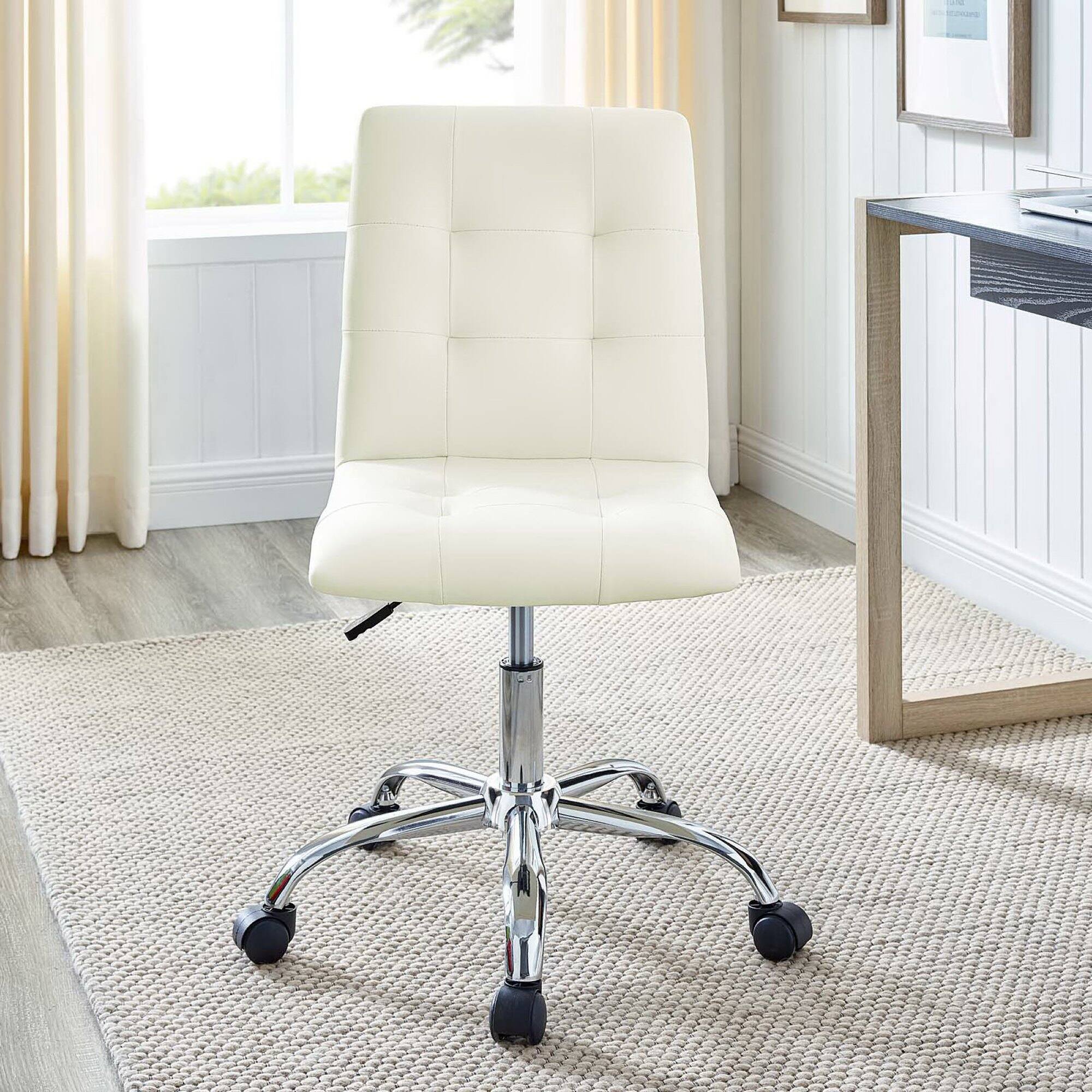 Alt View 4. Modway - Prim Armless Mid Back Office Chair by Modway - White.