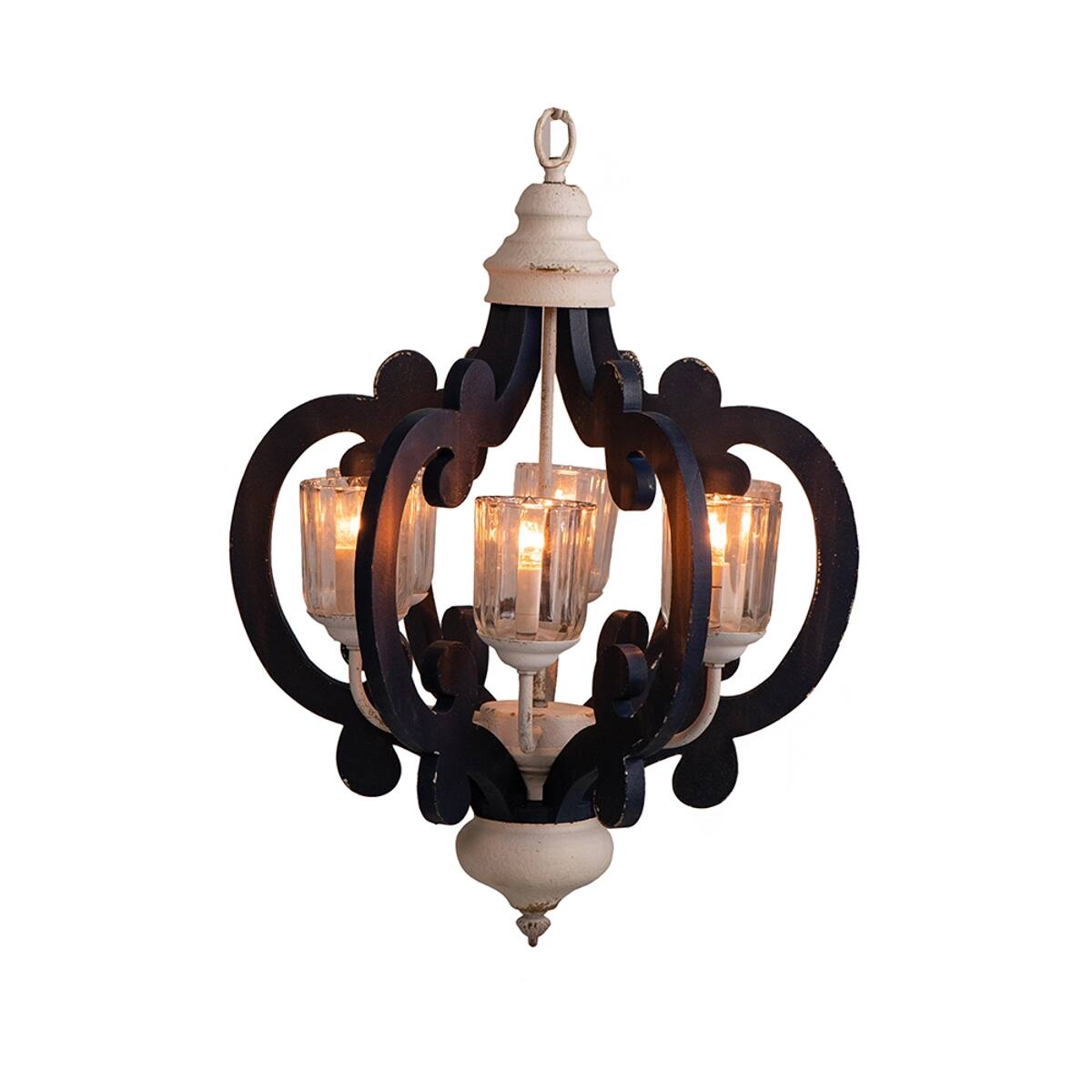 Alt View 8. Loheer - Loheer 6 Light Wood Chandelier Blue and White Farmhouse Pendant for Dining Room.