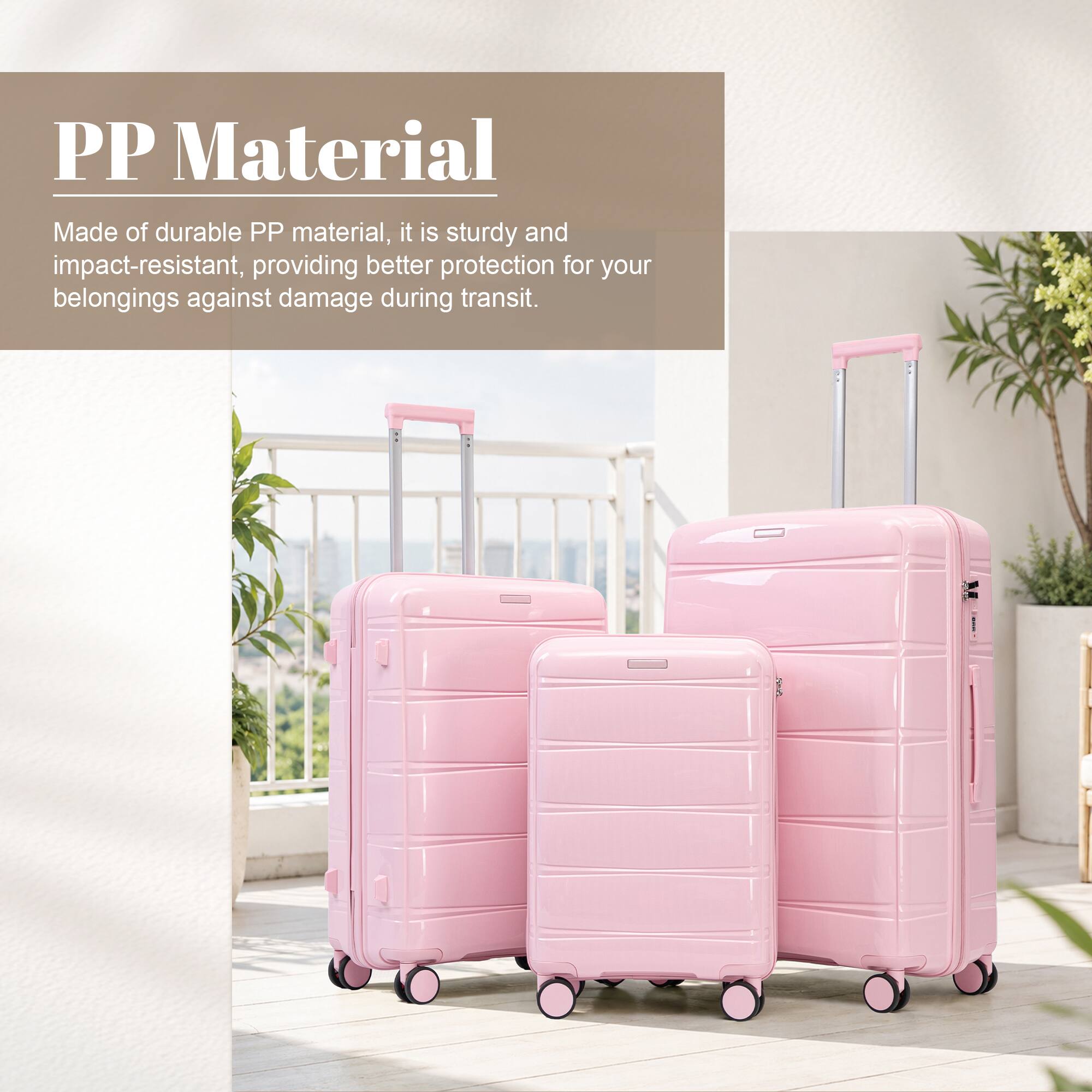 PP Material

Made of durable PP material, it is sturdy and impact-resistant, providing better protection for your belongings against damage during transit.