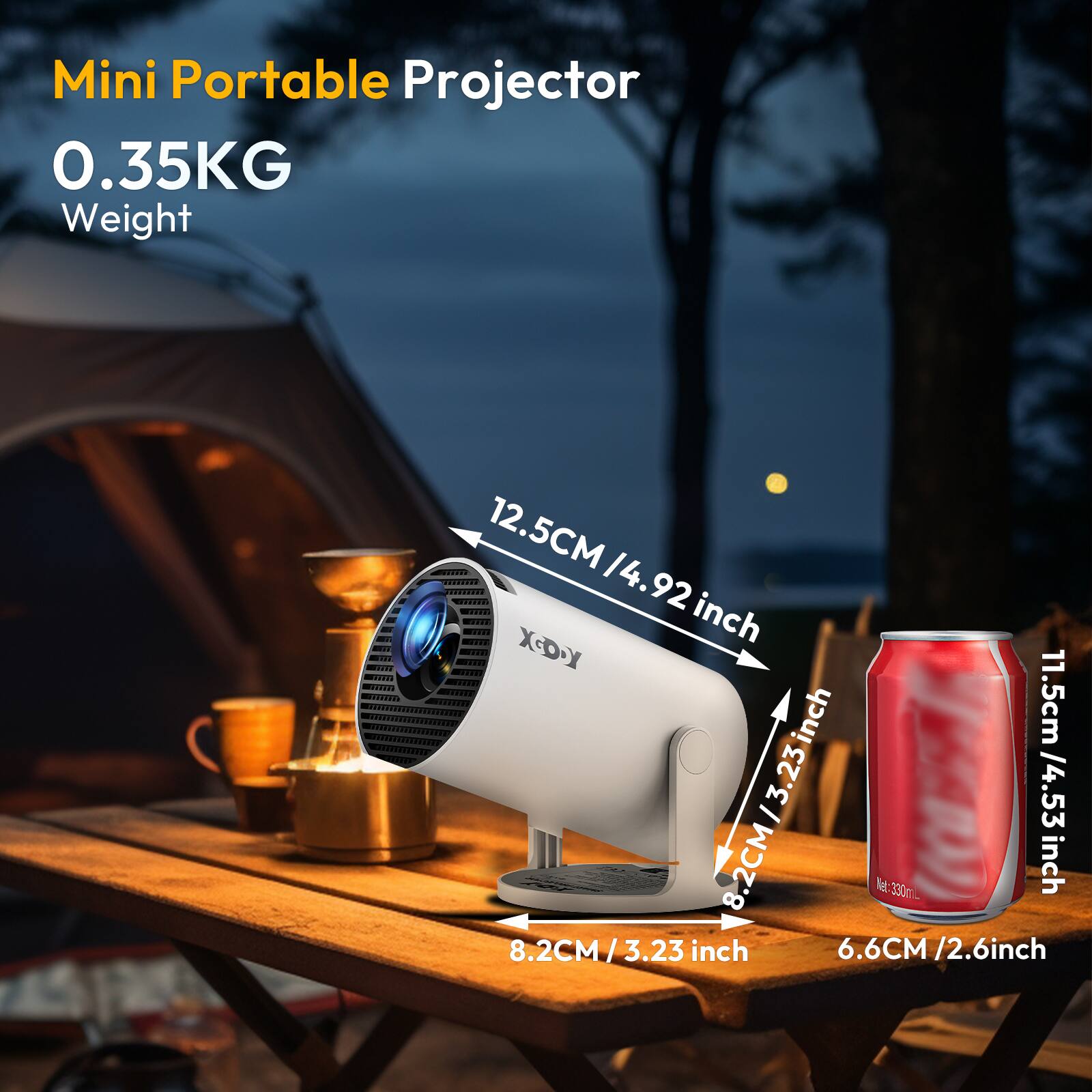 Mini Portable Projector  
0.35KG Weight  

12.5CM / 4.92 inch  
11.5cm / 3.23 inch  
8.2CM / 3.23 inch  
6.6CM / 2.6 inch