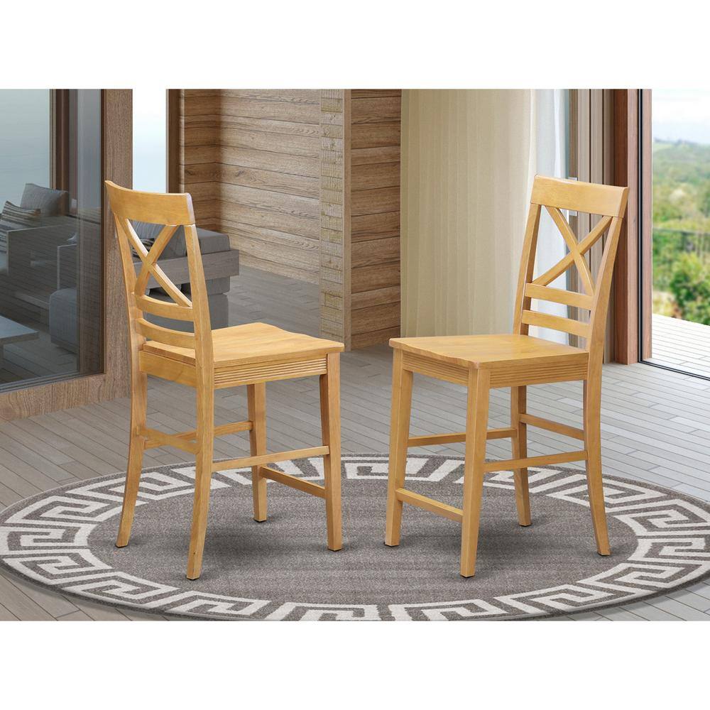 Left. East West Furniture - Quincy Counter Height Stools With X-Back in Oak Finish - Oak.