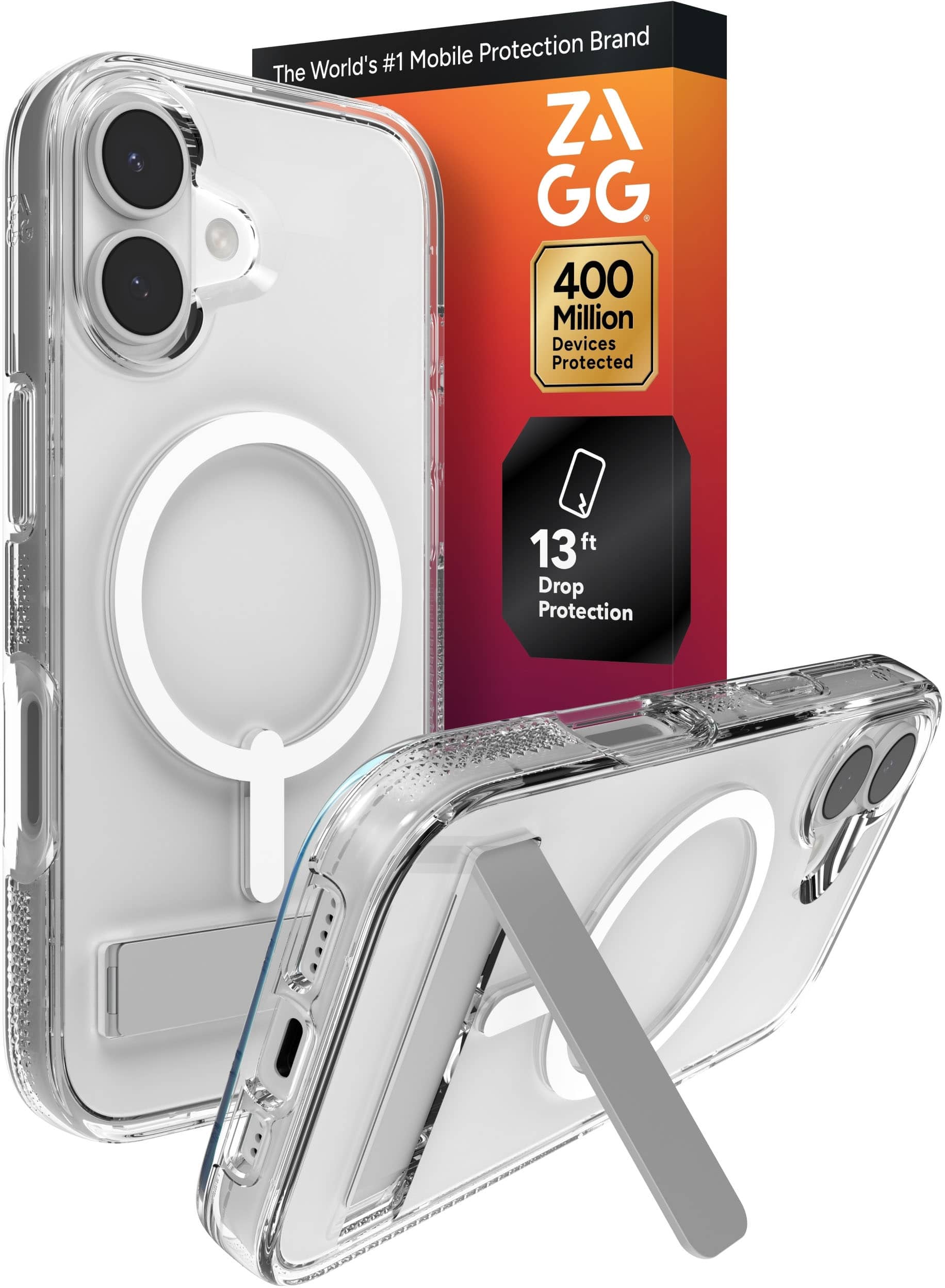 ZAGG - Crystal Palace Snap MagSafe Compatible Case w/ Kickstand for Apple iPhone 17 - Clear - Front_Zoom