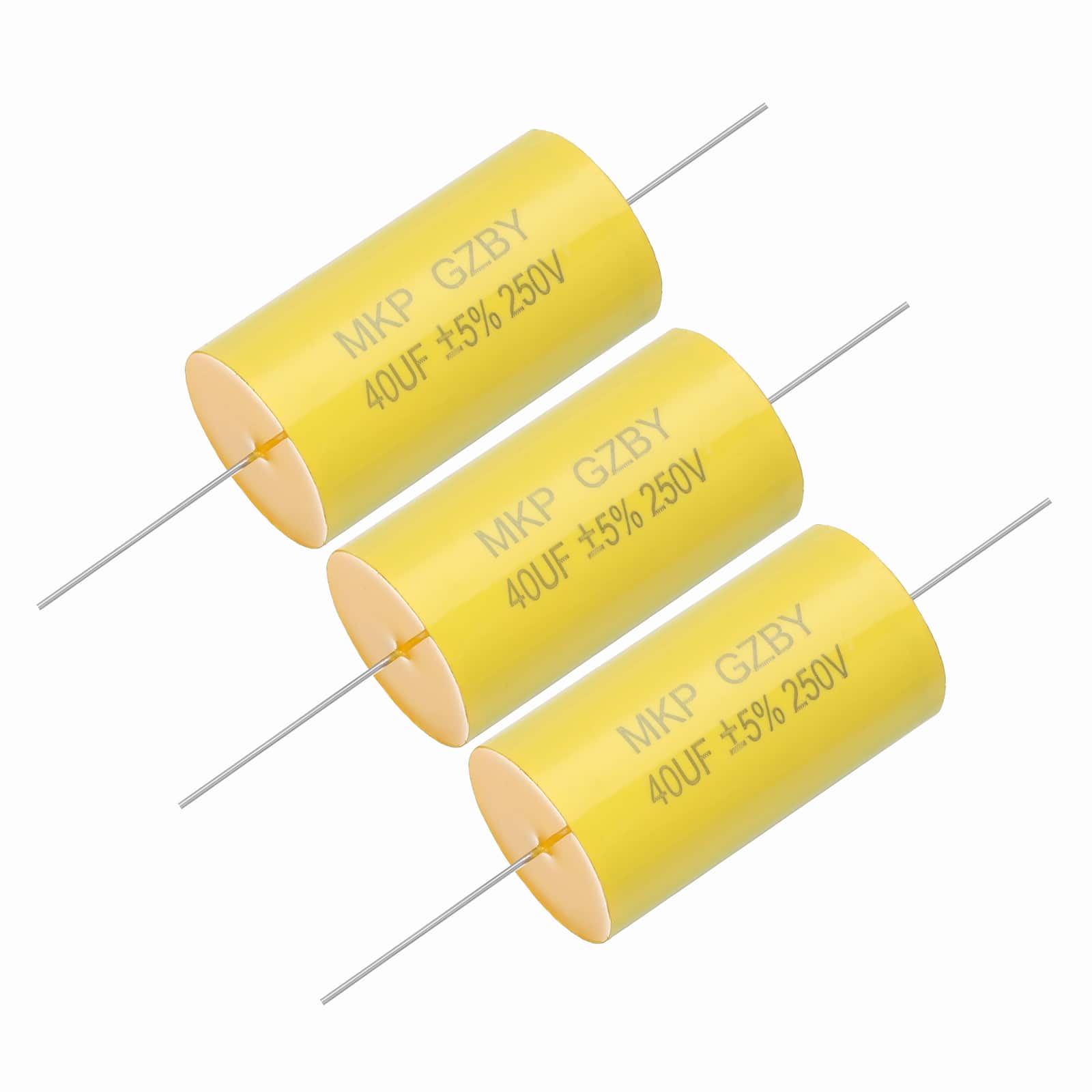 Unique Bargains - 3pcs 40uf Frequency Divider Capacitor, 250V Axial Audio Speaker Crossover MKP Film Capacitor - Yellow