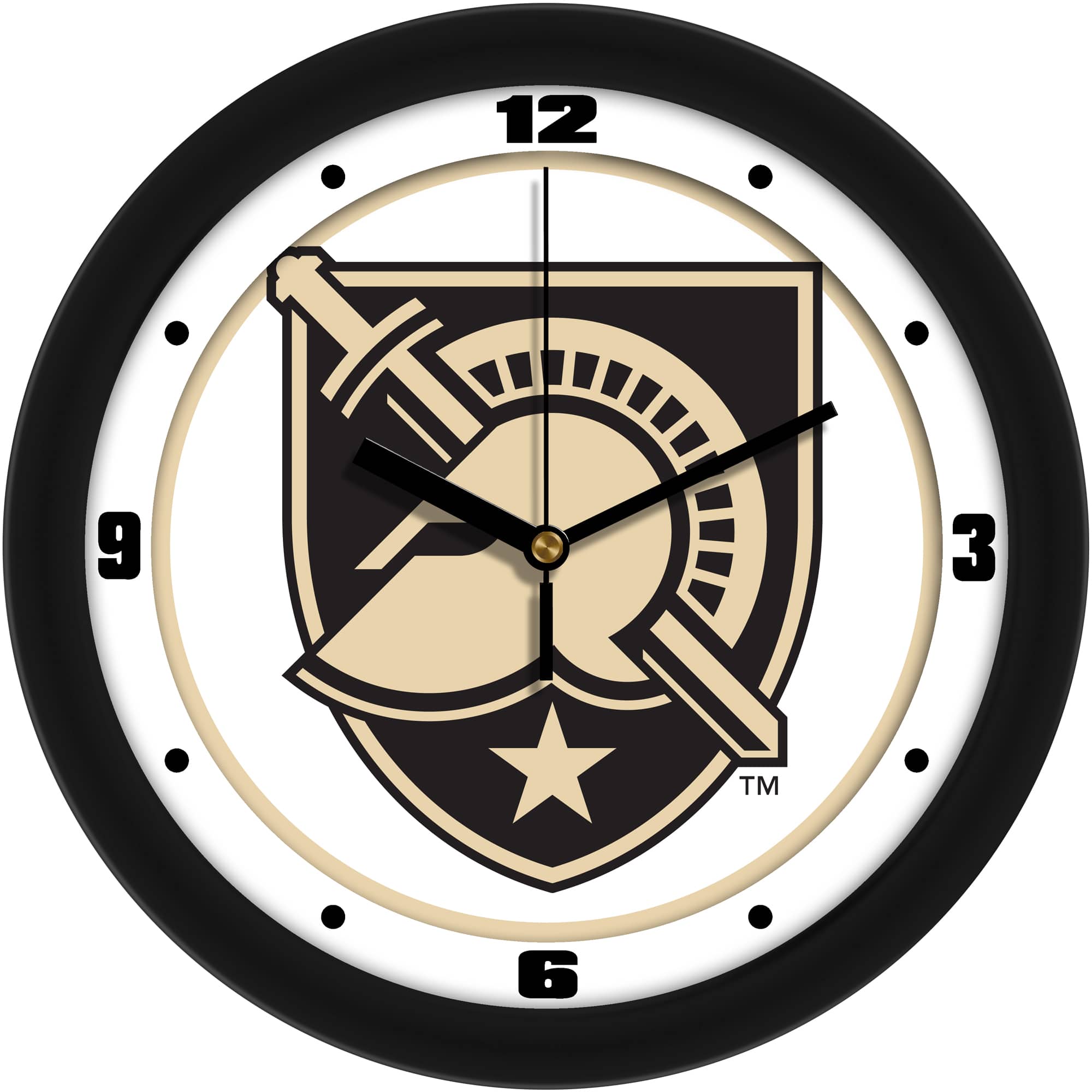 MpDirect - Army Black Knights 11.5'' Suntime Premium Glass Face Traditional Logo Wall Clock - Multicolor