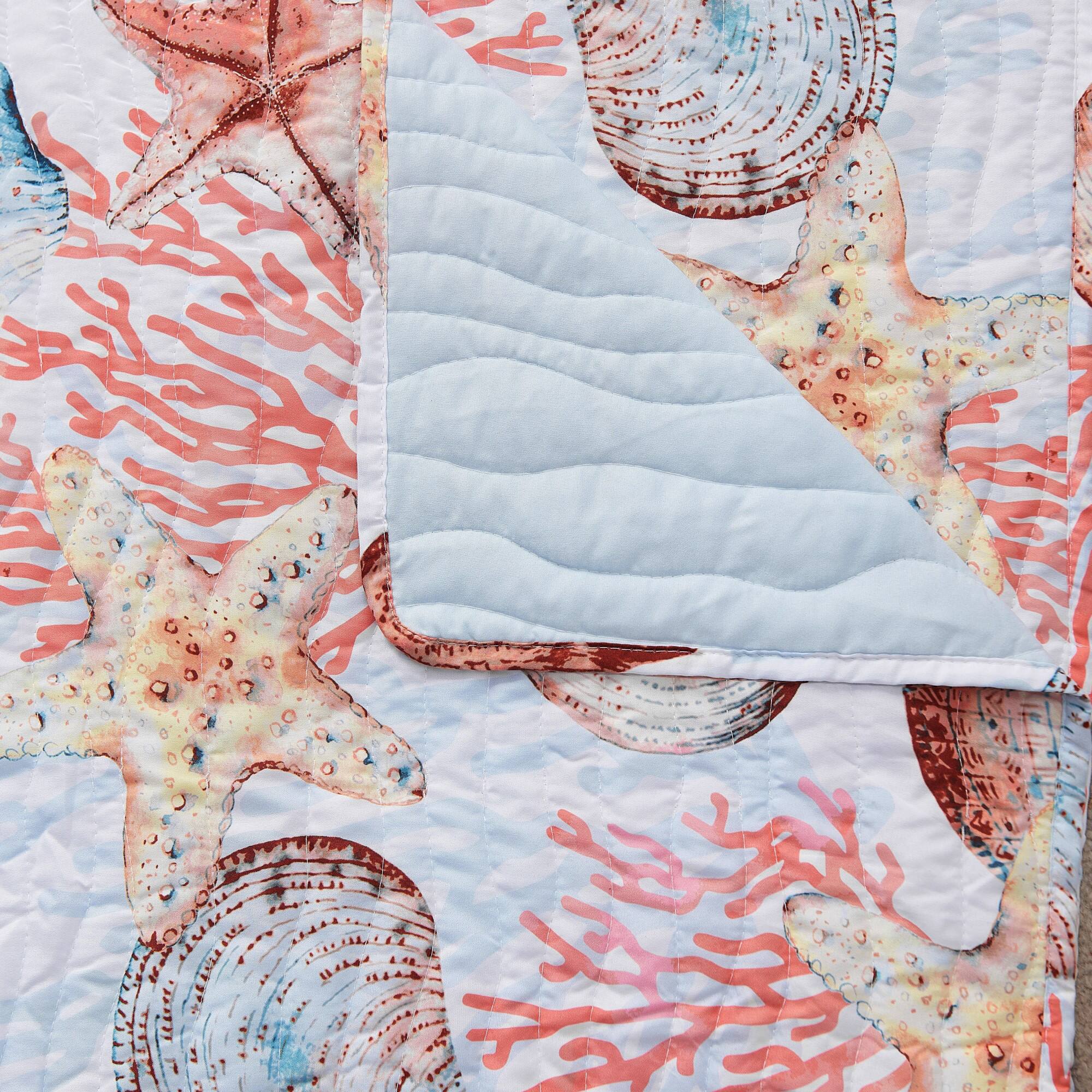Left. BreeBe - Beach Days Sham Standard - Coral.