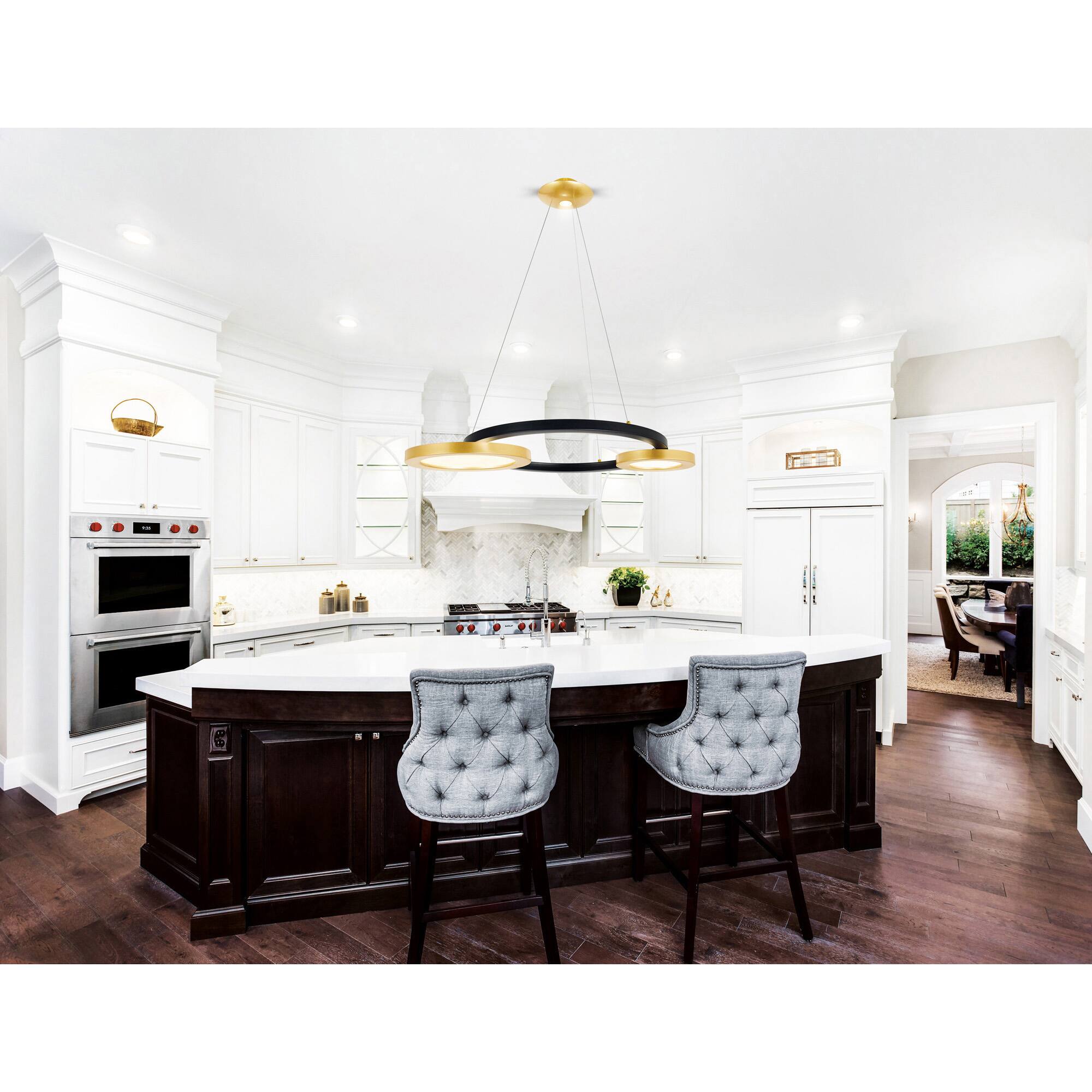 Alt View 3. CWI Lighting - Deux Lunes LED Chandelier With Sun Gold & Black Finish - Sun Gold & Black.