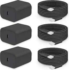 Bundle - Core Tech - 3-Pack 20W USB-C Fast Wall Chargers with 6 ft USB-C to USB-C Cables for iPhone 18/17/16/15 - Black - Black