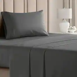 CGK Linens - Luxury Soft 4 Piece Solid Bed Sheet Set - Deep Pocket Fits 8"-16" Mattresses - Twin - Charcoal