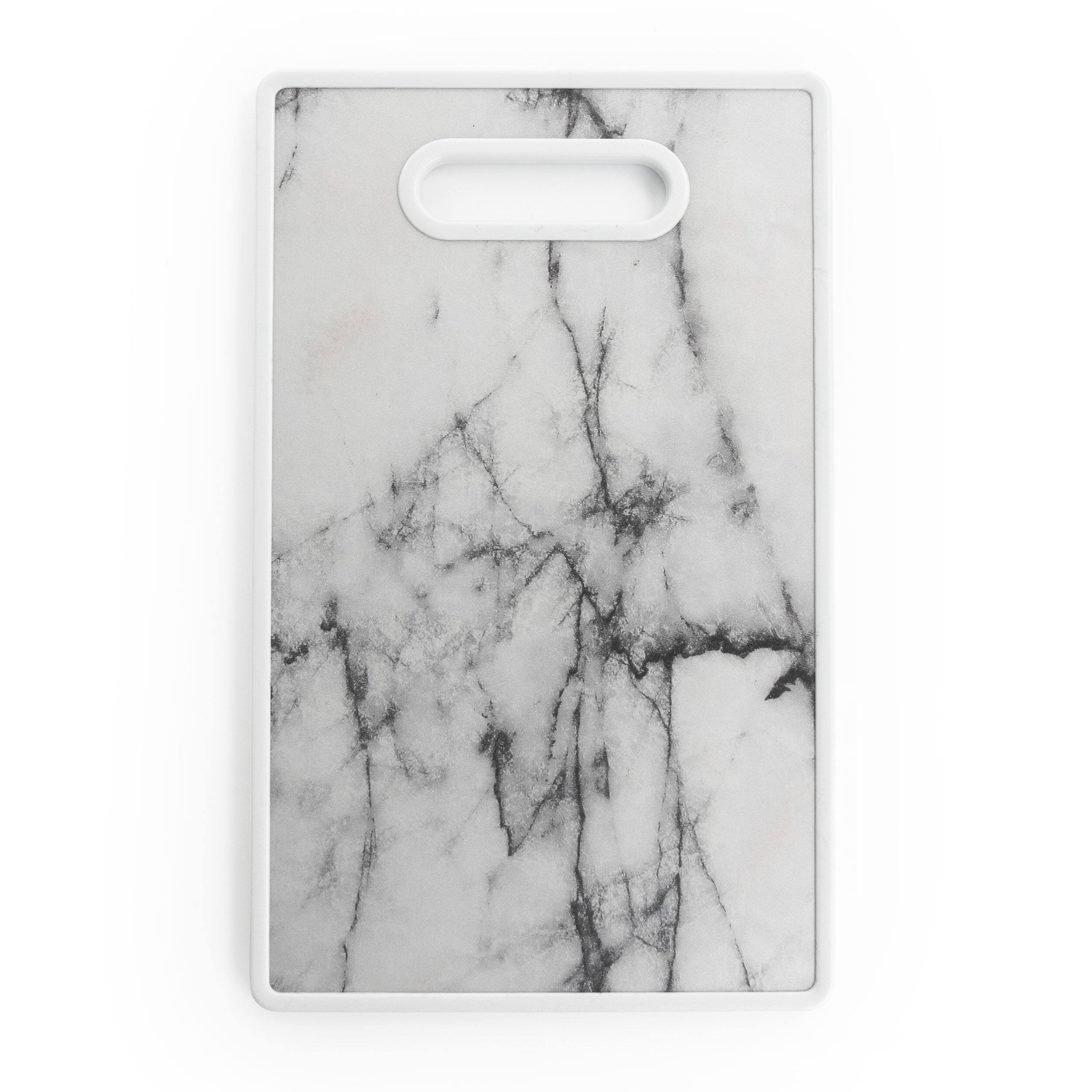 Alt View 2. Gibson - Gibson Home Beaumont 3 Piece Stainless Steel Santoku Knife Set with Cutting Board in White Marble - White Marble.