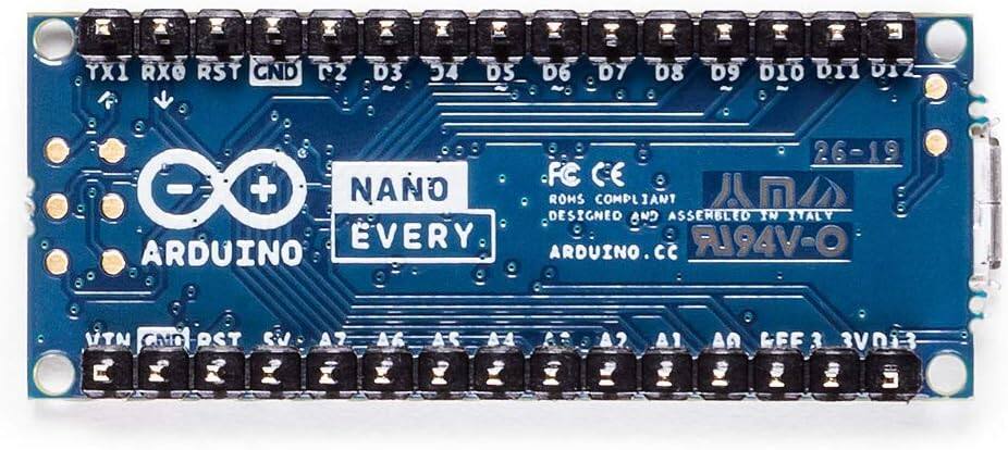TX1 RX0 RST CND r2  
D3  
D4  
D5  
D6  
D7  
D8  
D9  
D10  
D11  
D12  
FC "ROMS COMPLIANT DESIGNED AND ASSEMBLED IN ITALY ARDUINO" O-VARLR  
UTN GND RST SV  
A7  
A6  
A5  
A4  
A3  
A2  
A1  
A0  
LED 3V013