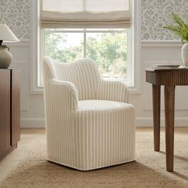 Cordelle Linen Blend Swivel Dining Chair by Modway - Oatmeal Stripe