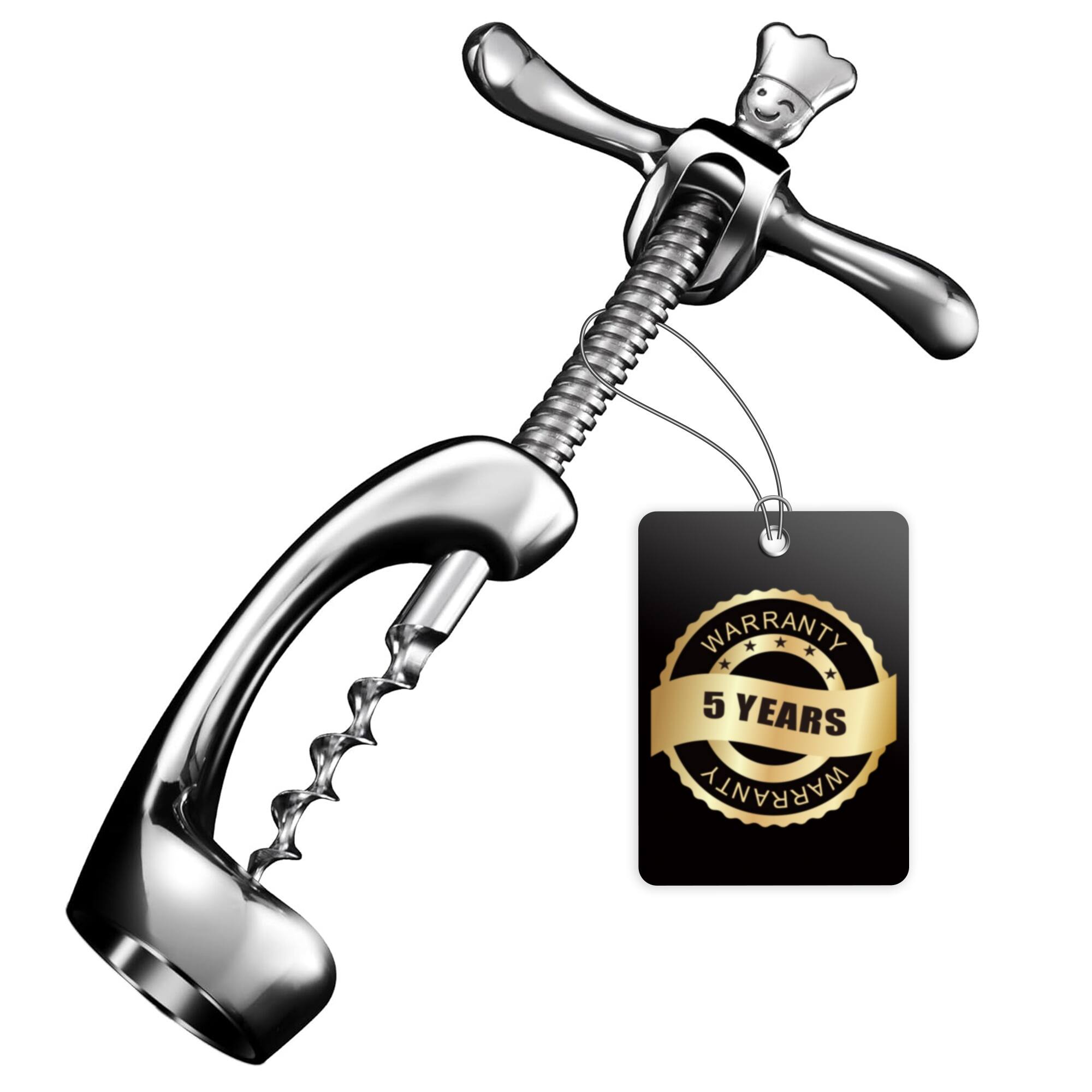 Front. Gourmet Easy - Wine Opener Deluxe, Heavy-Duty Bottle Opener, Manual Corkscrew for Easy & Smooth Removal of Intact Wine Corks - Stainless Steel.