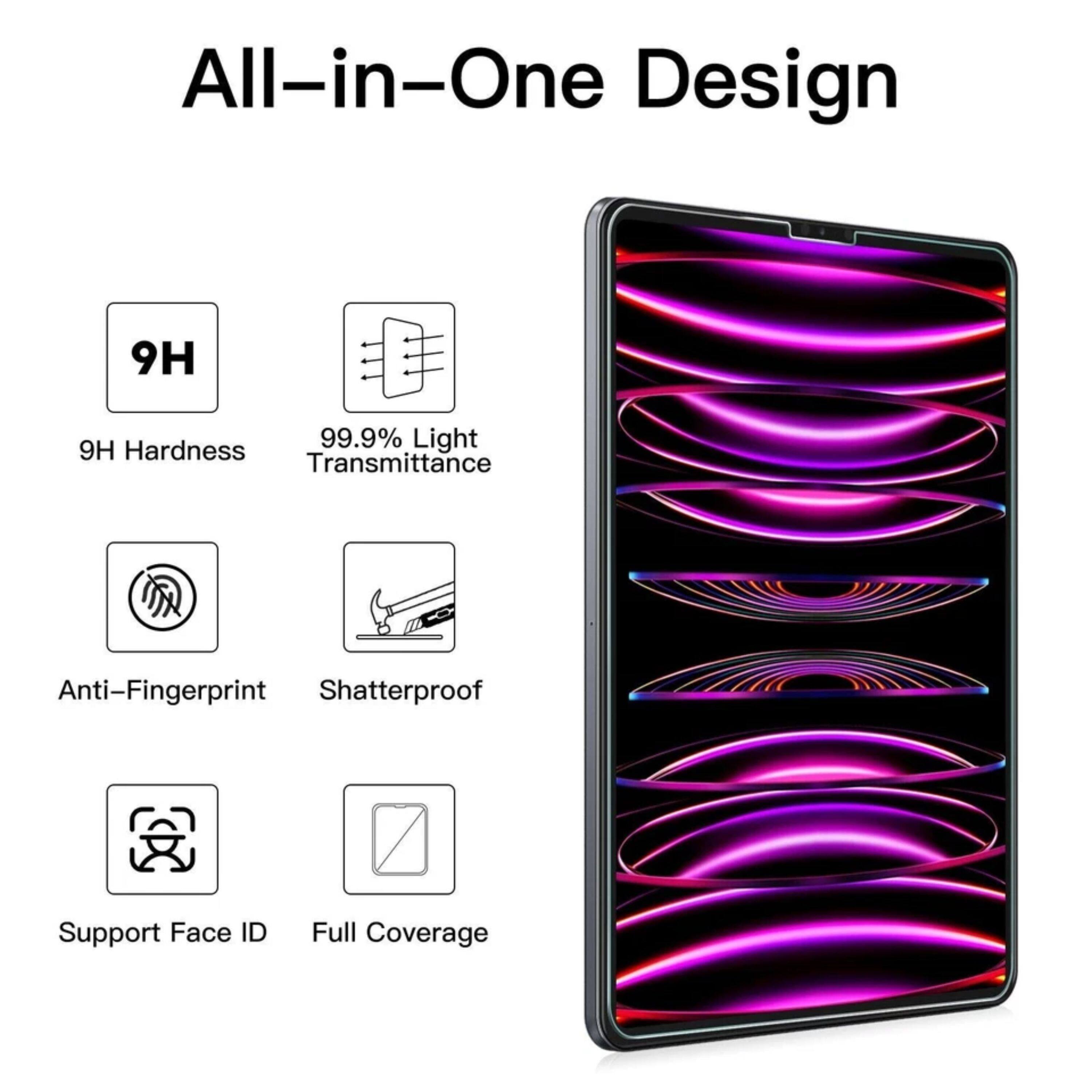 All-in-One Design

- 9H Hardness
- 99.9% Light Transmittance
- Anti-Fingerprint
- Shatterproof
- Support Face ID
- Full Coverage