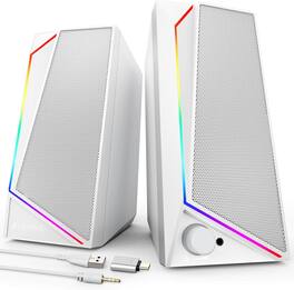 Stamp n Camp - LENRUE Computer Speakers, USB/USB-C Powered PC Speakers with Loud Stereo Sound, Headphone-in for Desktop, iMac, Laptop - defualt