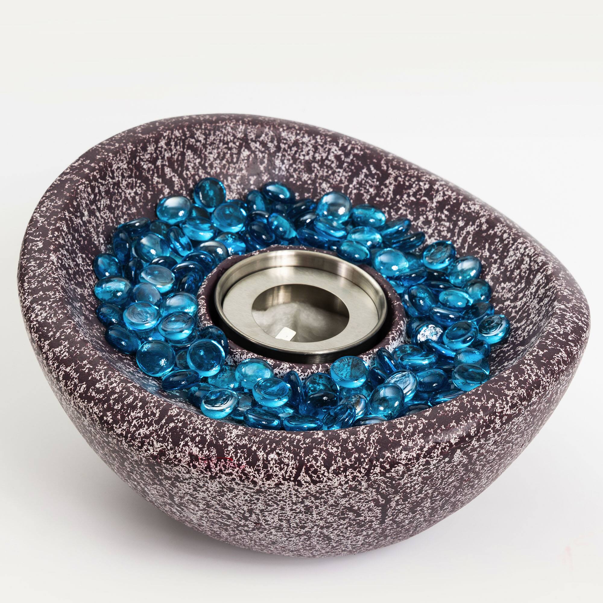 Left. Lirago - 11" Table Top Fire Pit Portable Concrete Ethanol Fireplace for Outdoor and Indoor Use Smokeless Mini Fire Bowl - White.