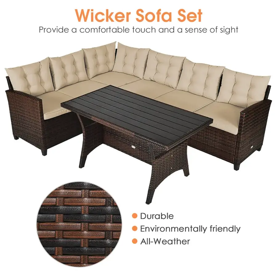 Wicker Sofa Set: Provide a comfortable touch and a sense of sight. Durable, environmentally friendly, and all-weather.