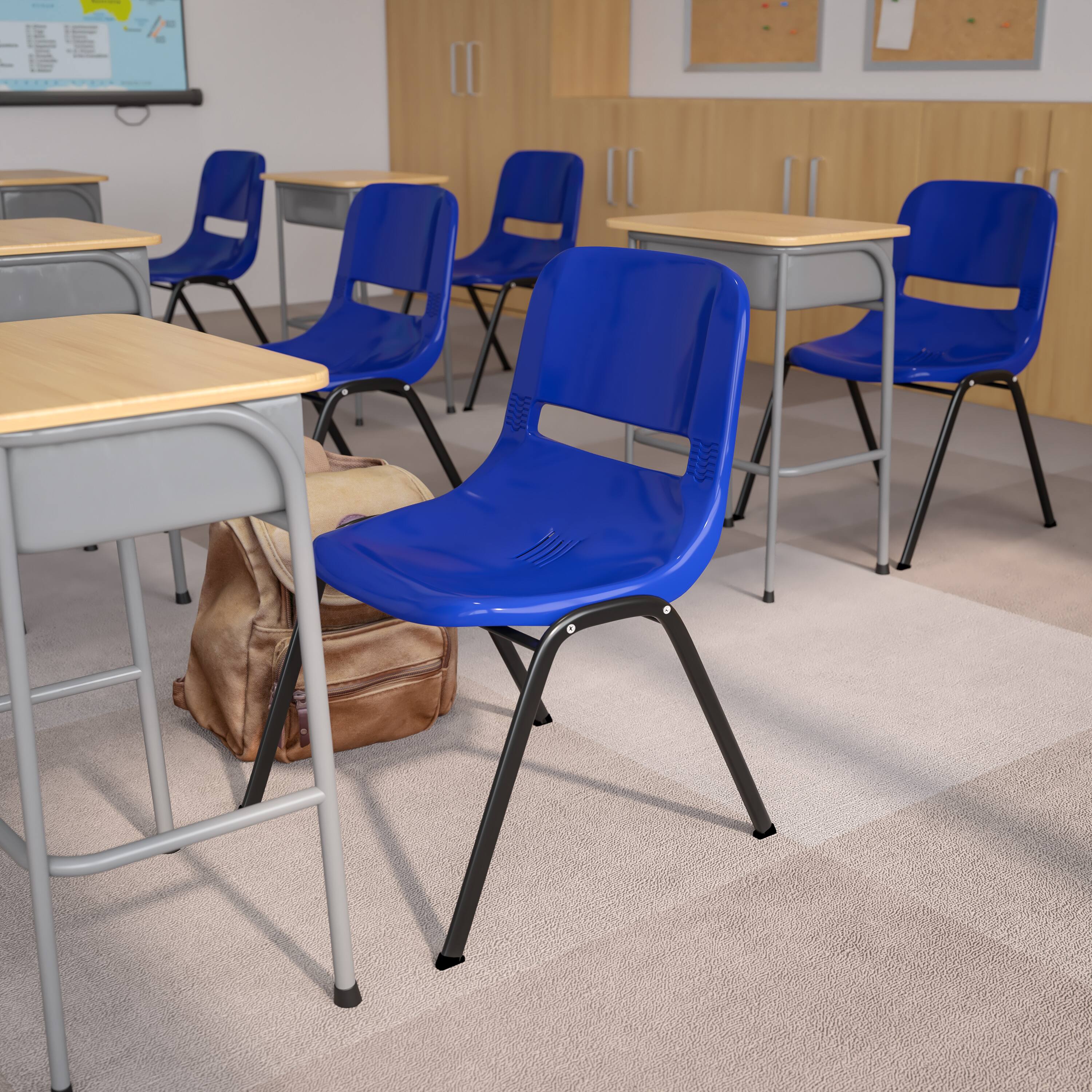 Alt View 1. Emma + Oliver - Ergonomic Shell Student Stack Chair - Classroom Chair / Office Guest Chair - Blue.