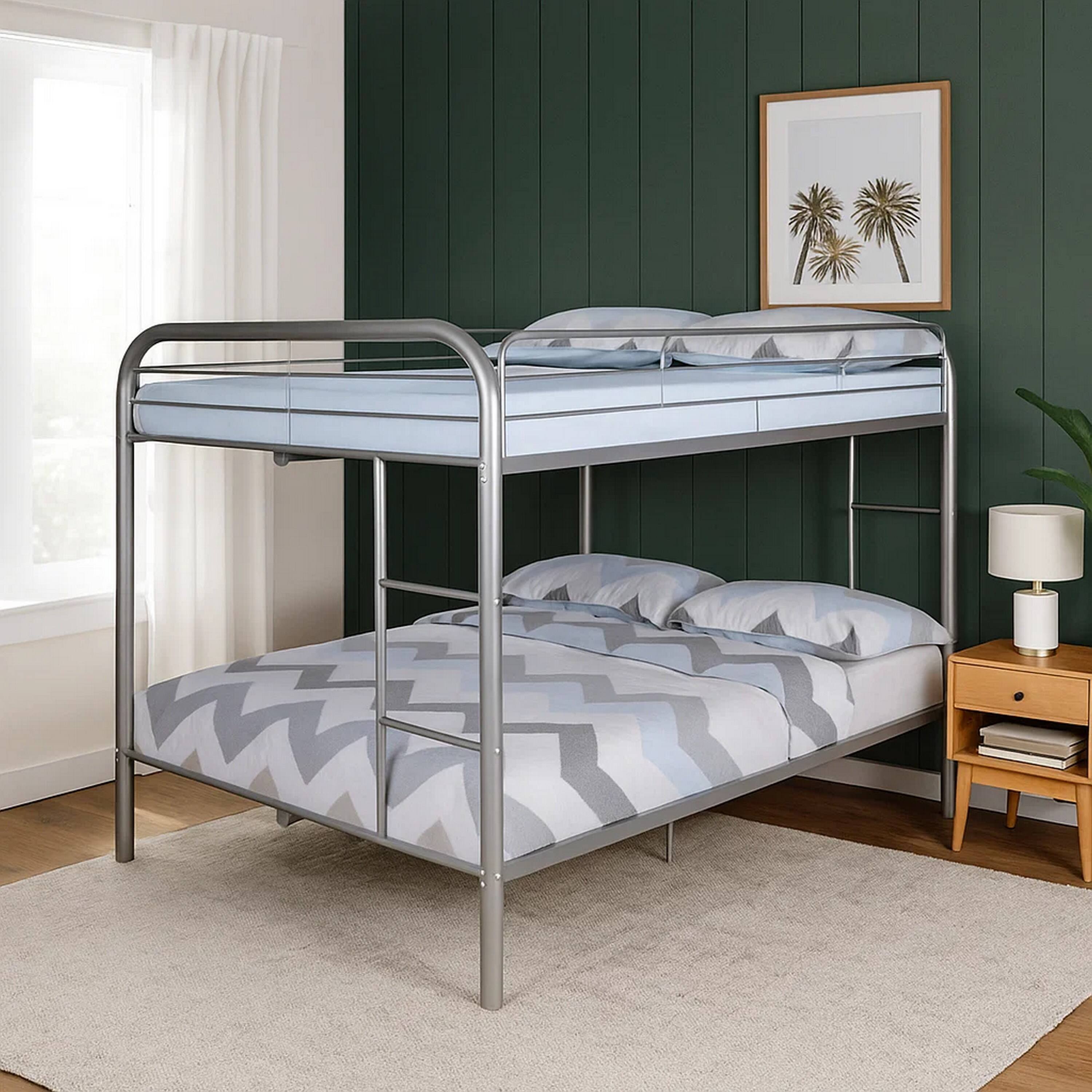 Alt View 3. Manhattan Lane - Fegy Full over Full Bunk Bed with Ladder and Rails, Silver Metal Frame - Silver.