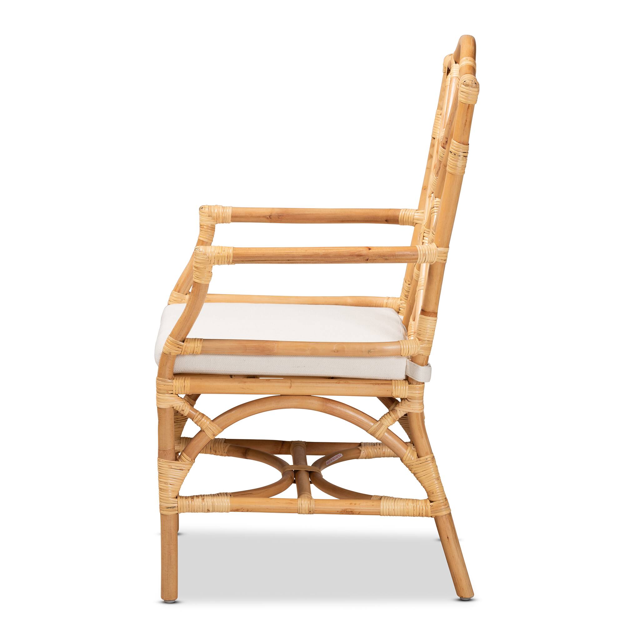 Left. bali & pari - Delta Modern and Contemporary Natural Finished Rattan Dining Chair - Natural/White.