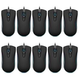Comfort Essence - Wired Mouse Computer With Backlit Comfortable Grip Optical Usb Mice Support Windows Pc Laptop Desktop - Wireless - 10 PACK (Blue Light)