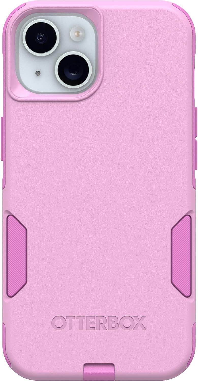 Left. OtterBox - OtterBox - Commuter Series Hard Shell Case for Apple iPhone 17e, Apple, iPhone 16e, iPhone 15, iPhone 14, & iPhone 13 - Run Wildflower (Pink).