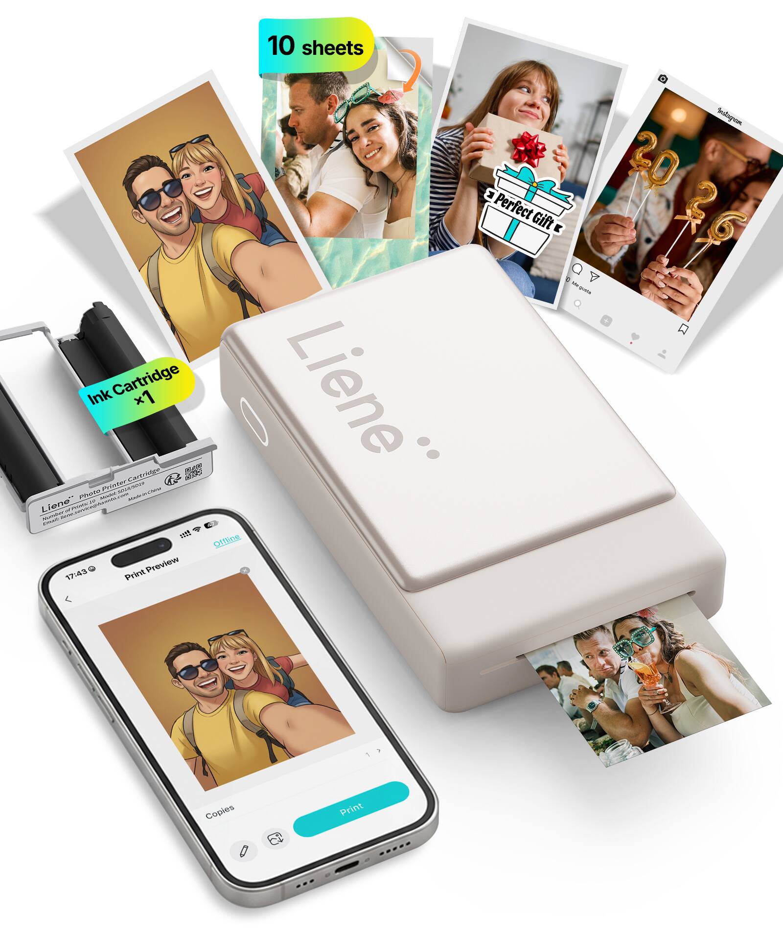 10 sheets  
Snslogrim E 20  
Perfect Gift  
G O - Me-guata + Ink Cartridge x1  
Liene"  
PA W cartotee alda Pnter NS/ - O 3  
-  
Liene -  
CNE wmU - - - 200 OANES  
Preview 17S  
Print Copies