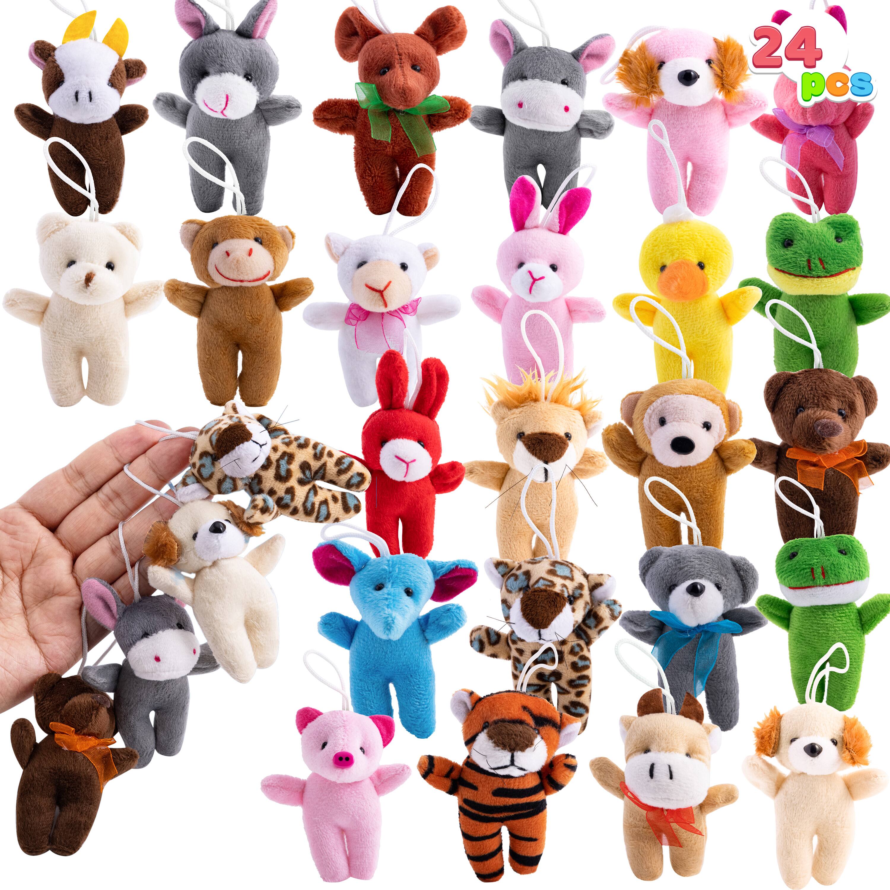 Front. Joyfy - 24 Pcs Small Stuffed Animals 3" Kids Party Favors Mini Plush Toys Bulk Animals Keychain Decoration for Boys Girls.