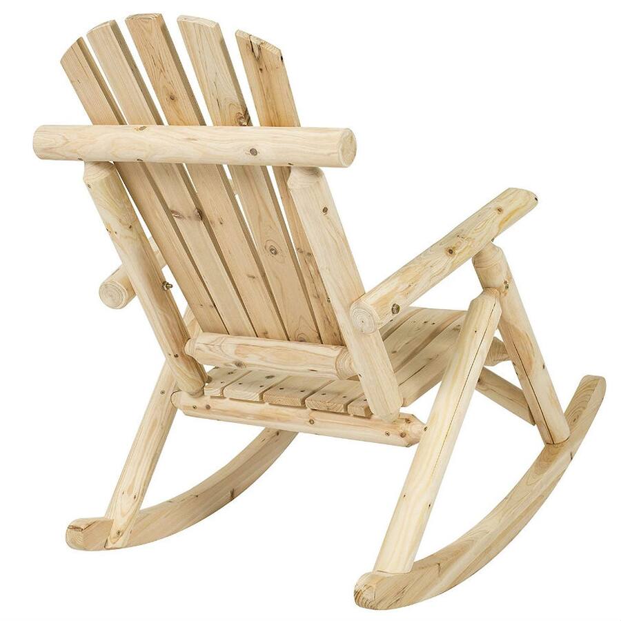 Hivvago Outdoor Wooden Log Rocking Chair Adirondack Style Natural ...