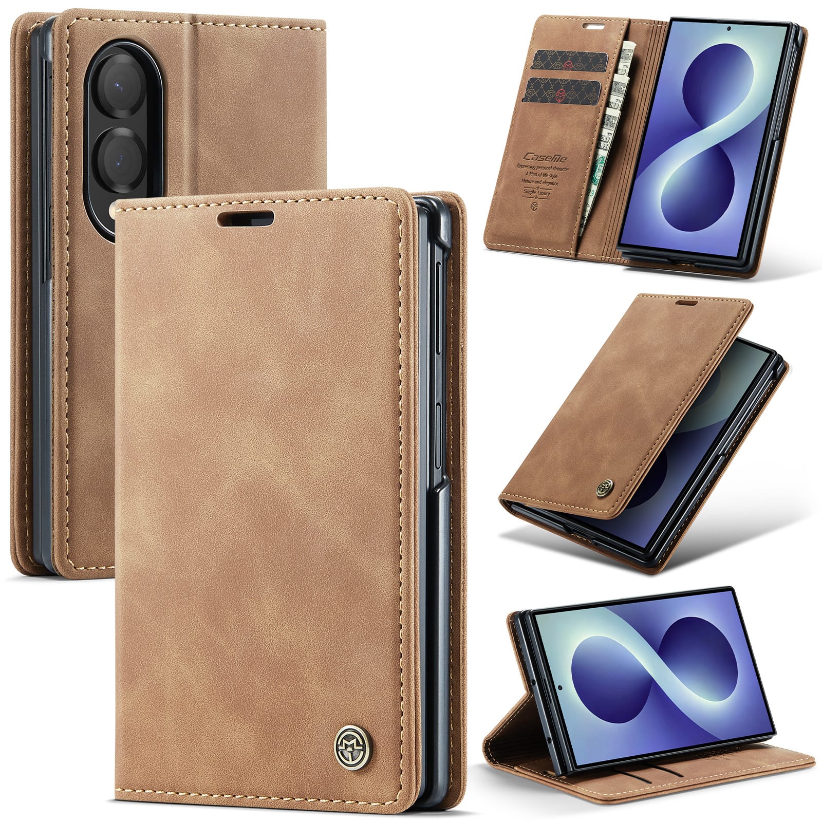 UUCOVER - For Samsung Galaxy Z Fold 8 Wallet Case,Magnetic PU Leather+PC Card Slots Case Shockproof Stand Cover - Brown price history on PriceWatchPro