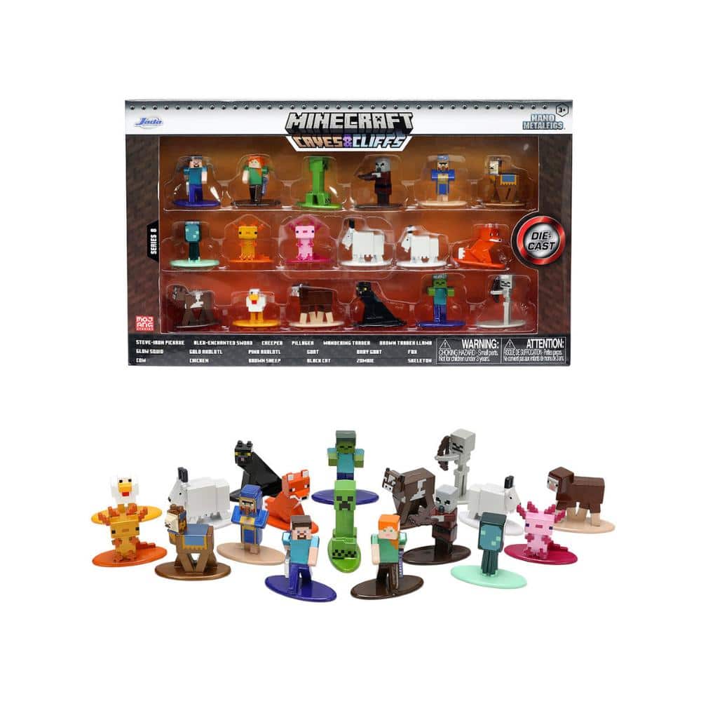 "Minecraft: Caves & Cliffs" Set of 18 Diecast Figures "Nano Metalfigs" Series Diecast Models by Jada - Multicolor