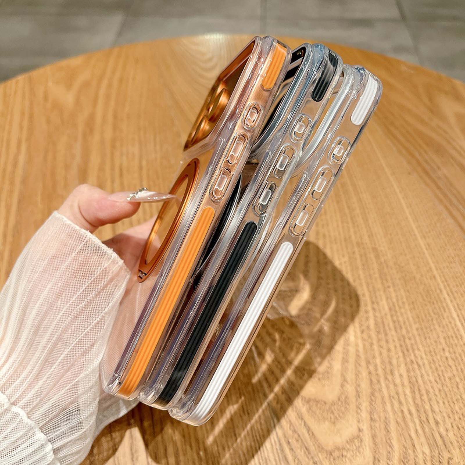 Alt View 4. Dteck - Clear Magnetic Case for Apple iPhone 17 Pro Max,with 360° Rotating Kickstand Slim Shockproof Cover,PC+TPU Hybrid Shell - Black.